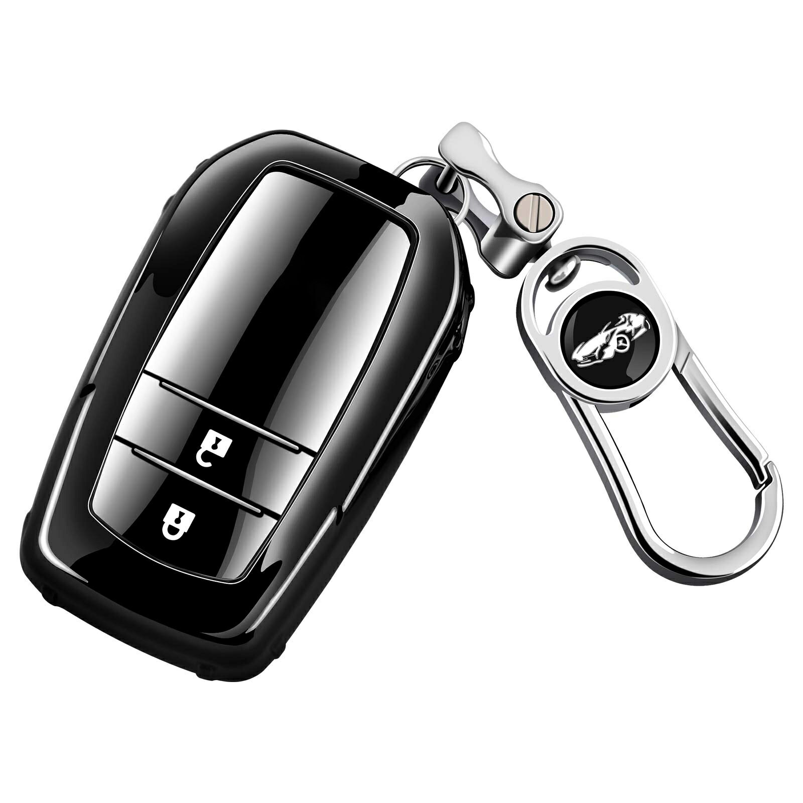 スマートキーケース 新型 シエンタ ヤリス マークX イエローレーベルMARK X Yellow Label ミライ MIRAI に適用 優質なTPU材料を使用して、耐衝撃、スクラッチ防止、防水でファッションなスマートキーホルダー -黒