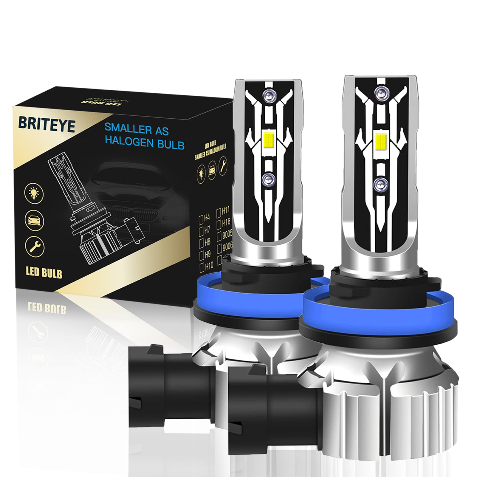 Rakuten - 車用 LED フォグランプ H8 H11 LEDバルブ 新車検対応 ハロゲンサイズ型 6500K ホワイト CSPチップ搭載 H9 H16 バルブ 兼用 12V車用 LEDヘッドライト兼用 ファンレス ノイズ対策 2個入