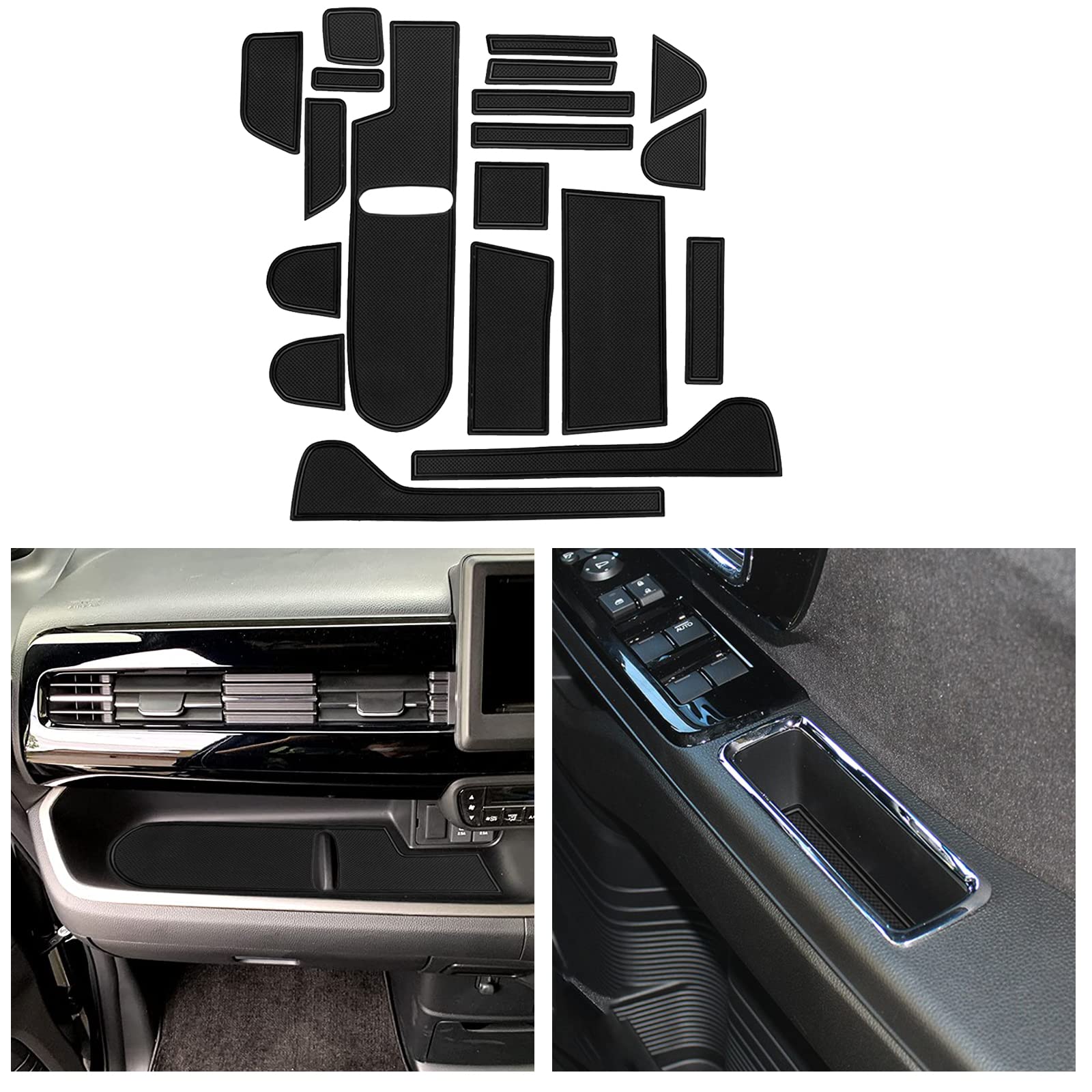 【CDEFG 19枚】インテリア ラバーマット ポケットマット JF3/JF4 前期 H29.8~R2.12専用 ドアスロット アクセサリ PVC素材 騒音防止 ゴムマット フロアマット コンソールマット ドレスアップパーツ ノンスリップマット 滑り止め カスタムパーツ 内装パーツ