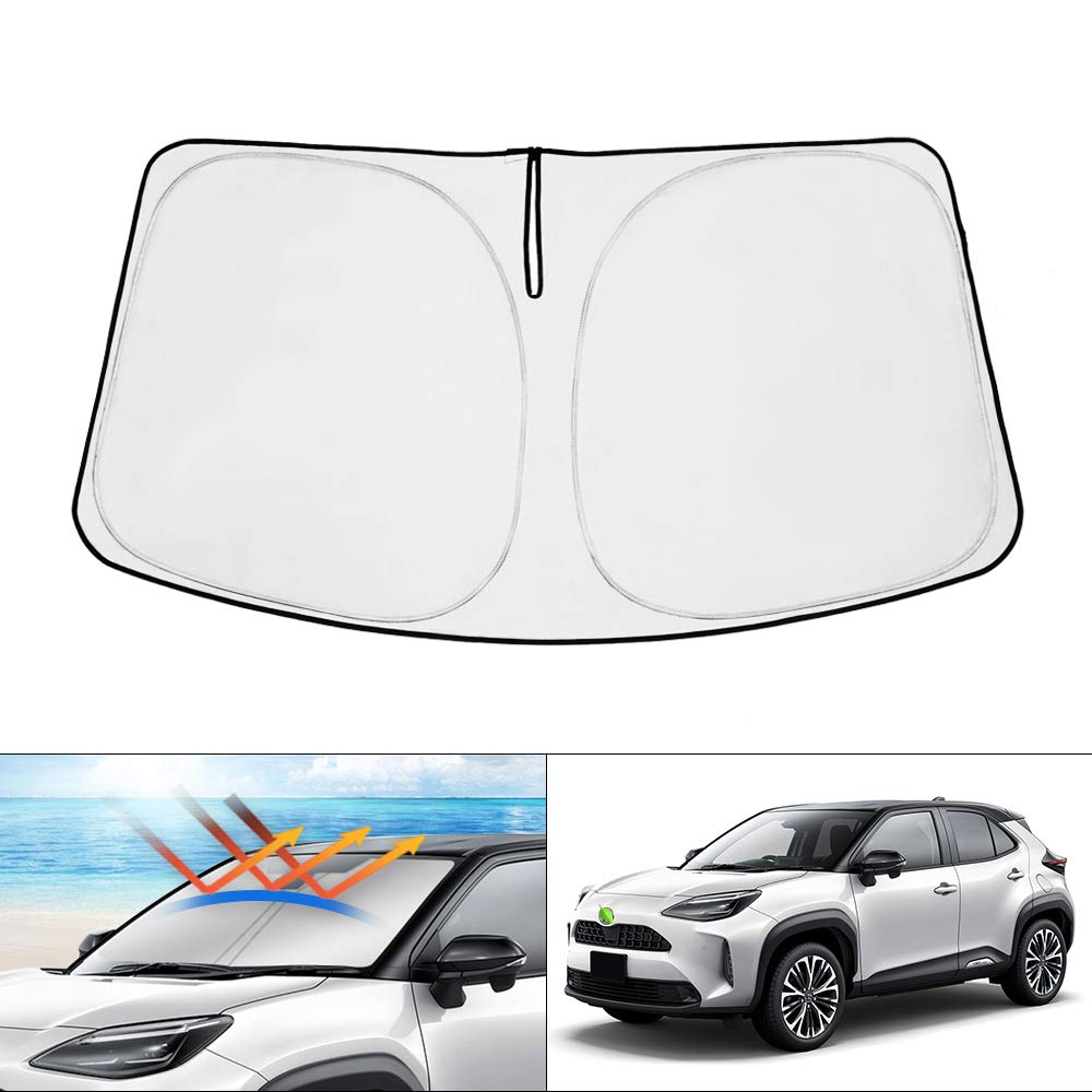 Rakuten - 新型 トヨタ ヤリスクロス フロントサンシェード yaris cross フロントガラス シェードカーテン マルチサンシェード R2.08〜現行 遮光 シェード 日よけ 車種専用 UVカット 車中泊 カスタムパーツ インテリア 内装パーツ