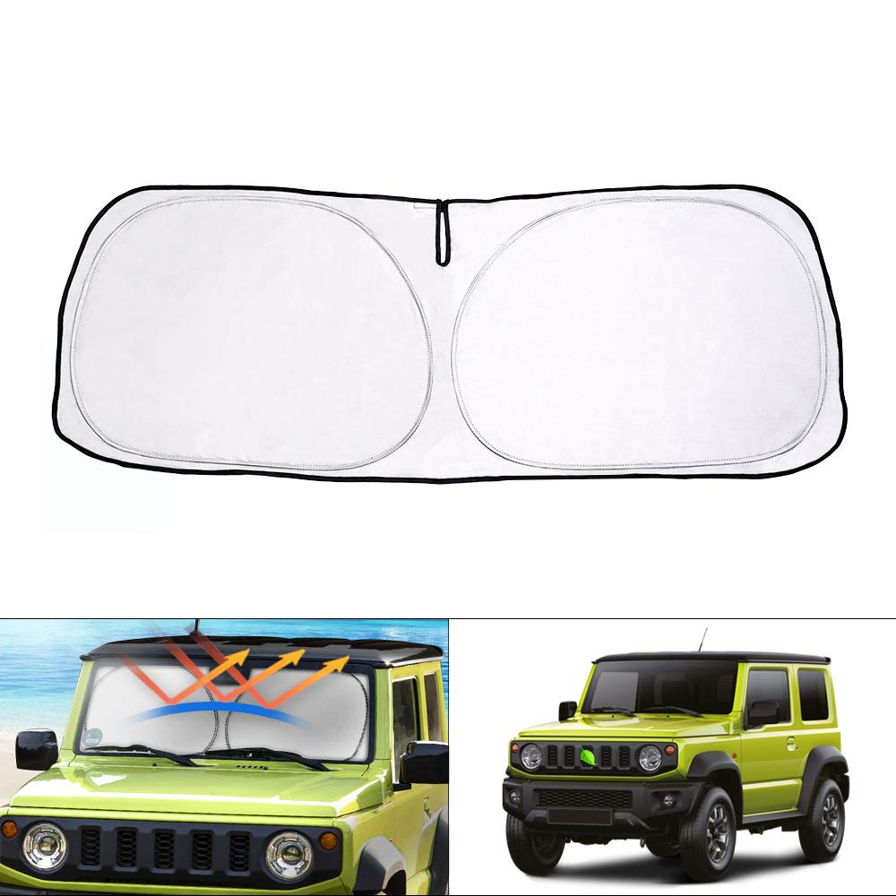 乐天商城 - スズキ ジムニー フロントサンシェード ジムニーシエラ JIMNY フロントガラス サンシェード シェードカーテン マルチサンシェード JB64 JB74 H30.7-現行 遮光 シェード 日よけ 車種専用 UVカット カスタムパーツ インテリア