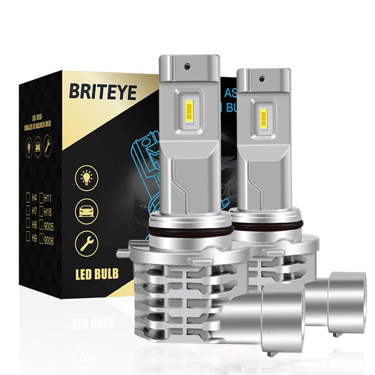 Rakuten - HB4 LEDヘッドライト 車検対応 6500K 9006 LEDバルブ 車用 一体型 6500K ホワイト CREEチップ搭載 ファンレス 2個入