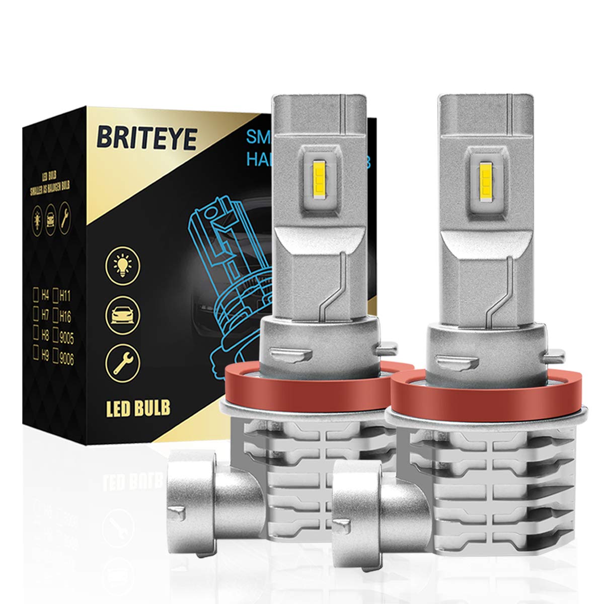Rakuten - H11 LEDヘッドライト 車検対応 CREEチップ搭載 6500K ホワイト H8/H9/H11/H16 LEDバルブ 一体型 車用 ファンレス 2個入