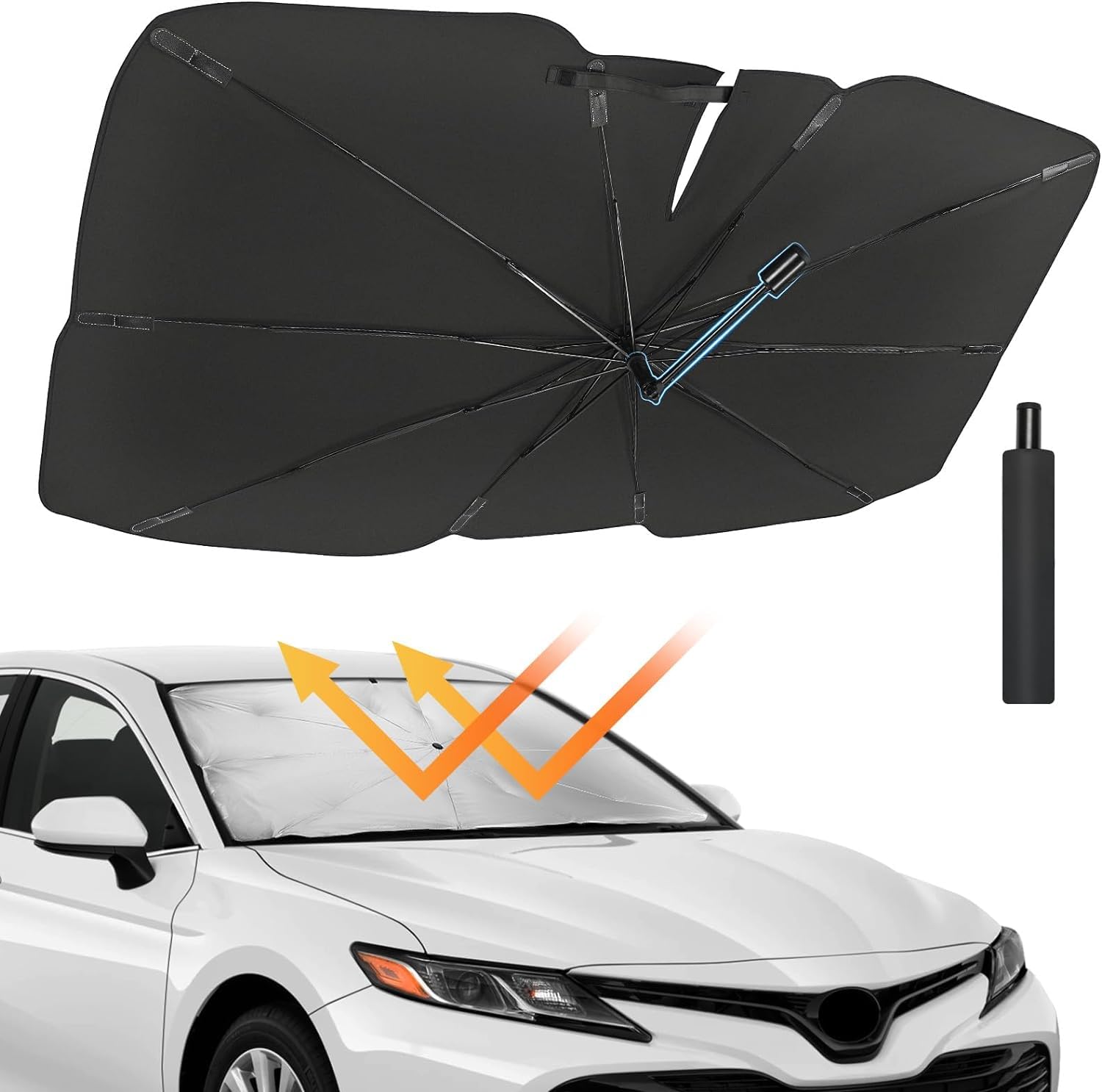 Rakuten - サンシェード 車 フロント 軽自動車 傘 サンシェード フロントガラス 車用サンシェード カーサンシェード n-van スペーシア タフト エブリィ ドラレコ対応 軽自動車専用サイズ