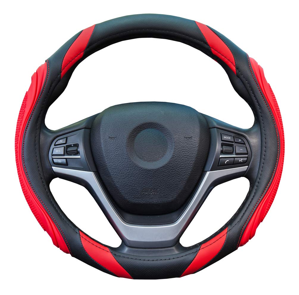 Rakuten - ハンドルカバー 軽自動車 シリコーン Sサイズ レザー おしゃれ 手触りよし ステアリングカバー グリップ感よし レッド