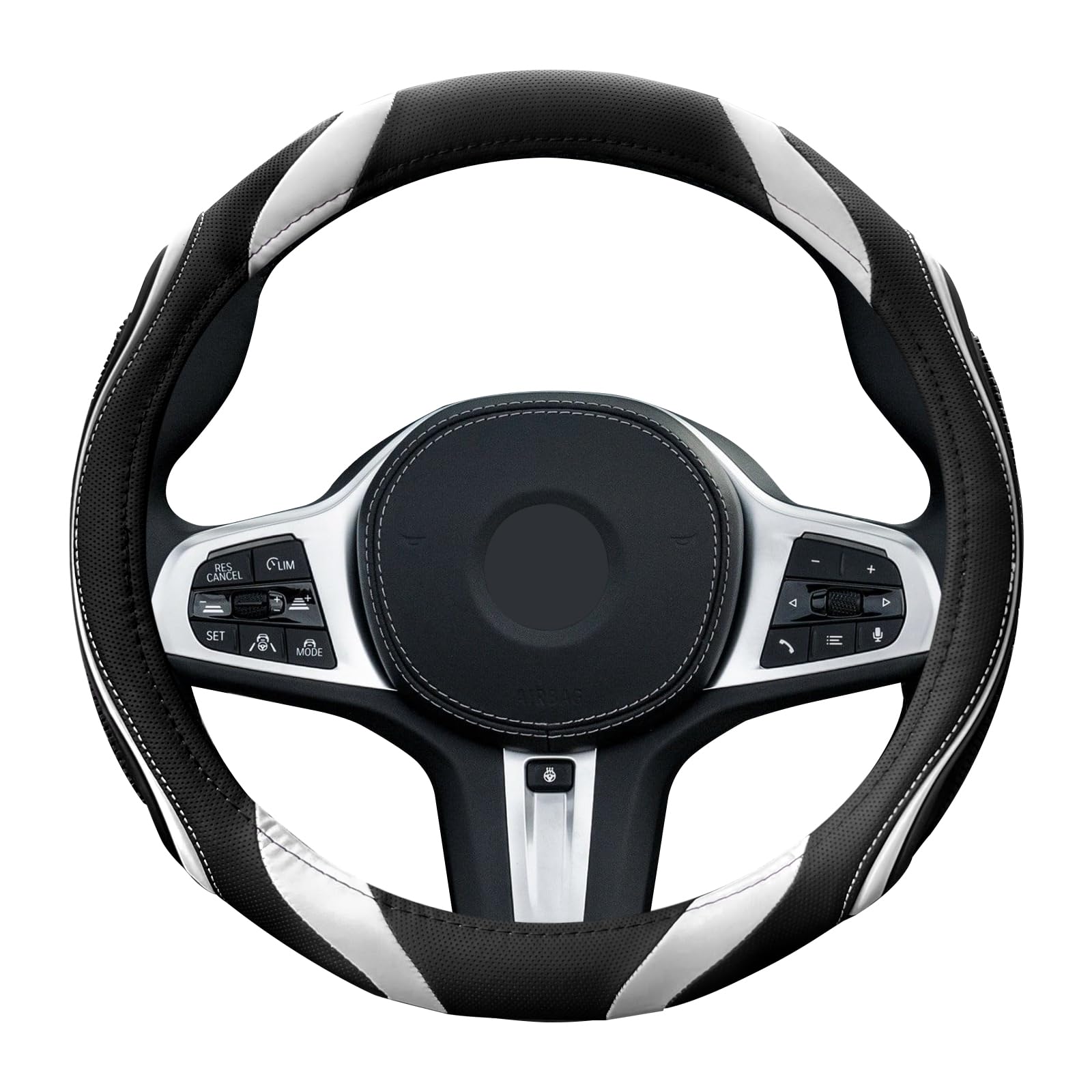 Rakuten - ハンドルカバー 軽自動車 シリコーン レザー Sサイズ おしゃれ 手触りよし ステアリングカバー グリップ感よし ホワイト