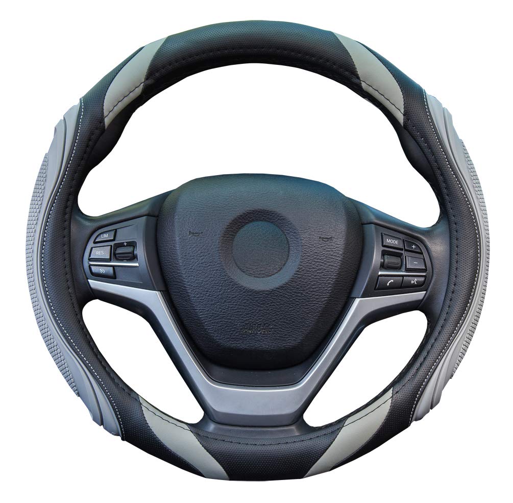 Rakuten - ハンドルカバー 軽自動車 シリコーン レザー Sサイズ おしゃれ 手触りよし ステアリングカバー グリップ感よし グレー