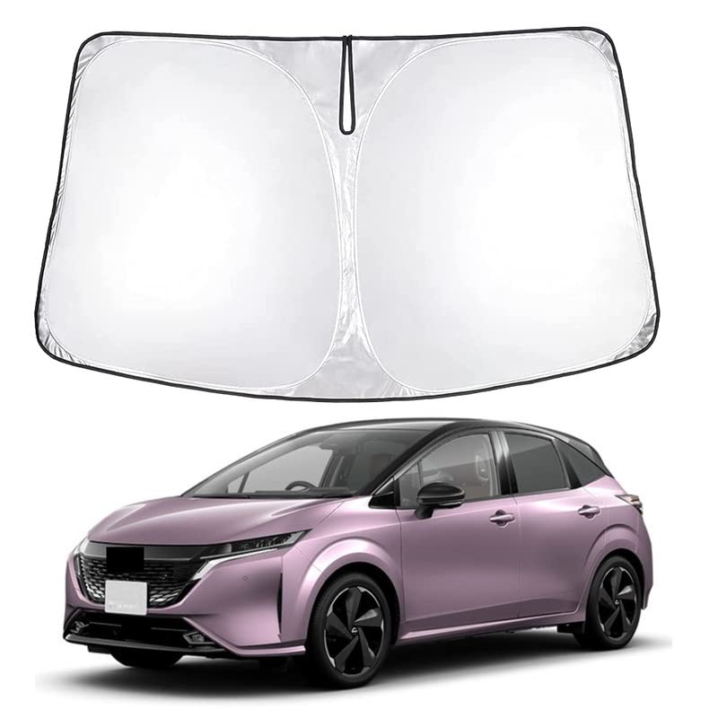 Rakuten - 新型 日産 ノート オーラ FE13 専用サンシェード 車 フロント 2021.8-現行 NISSAN AURA FE13 フロントガラス用 UVカット 日よけ 車中泊 遮光 断熱 折り畳み式 日産オーラ アクセサリー カスタム 内装パーツ シルバー