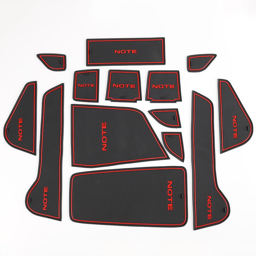 日産 ノート E13系 オーラ E13系 ドアスロットマット 専用インテリアラバーマットドアポケットマット NOTE コンソールマット 14枚 防キズ 防汚れ 赤