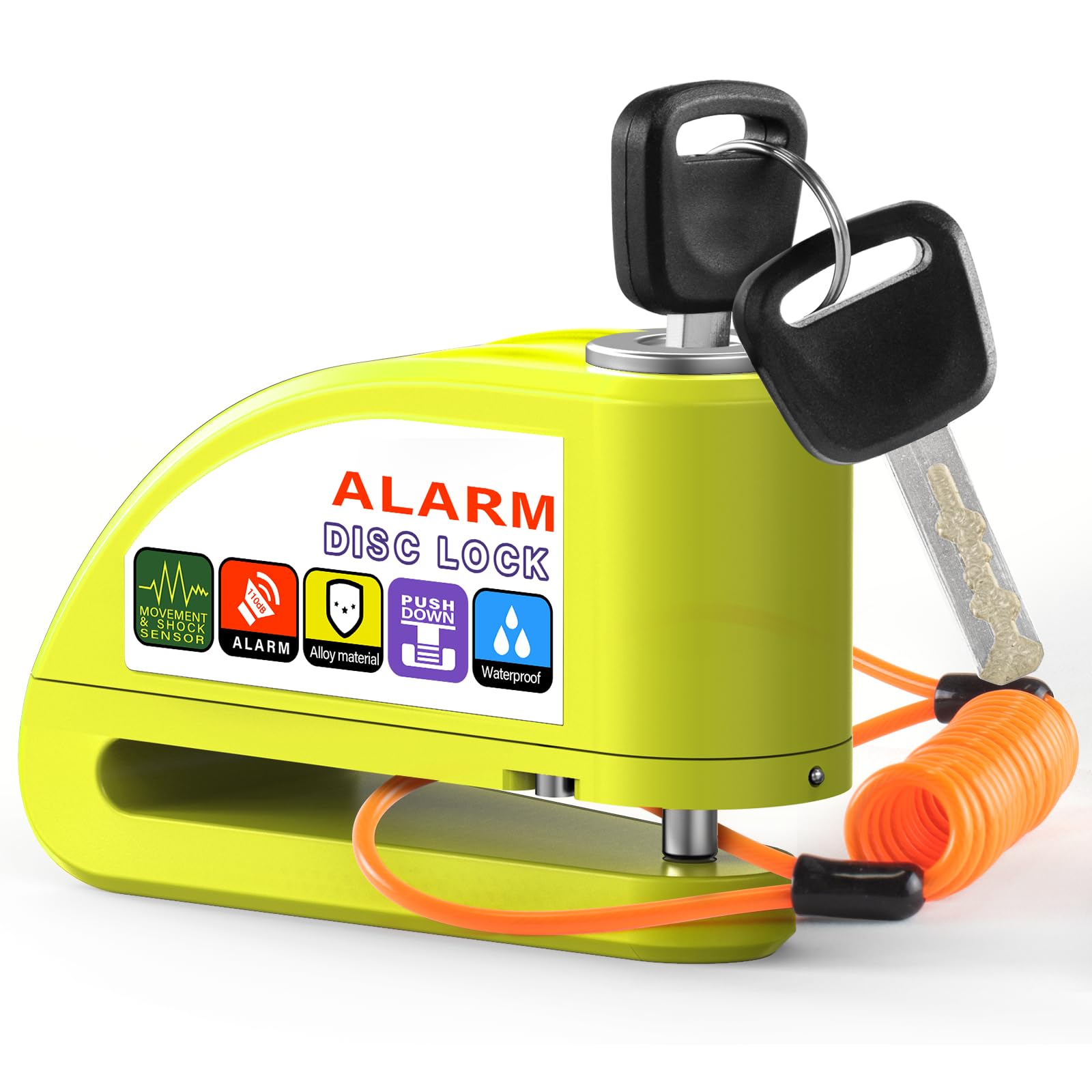 バイクロック ディスクロック バイクディスクロック ディスクブレーキロック 防水防塵 防錆 110db 大音..