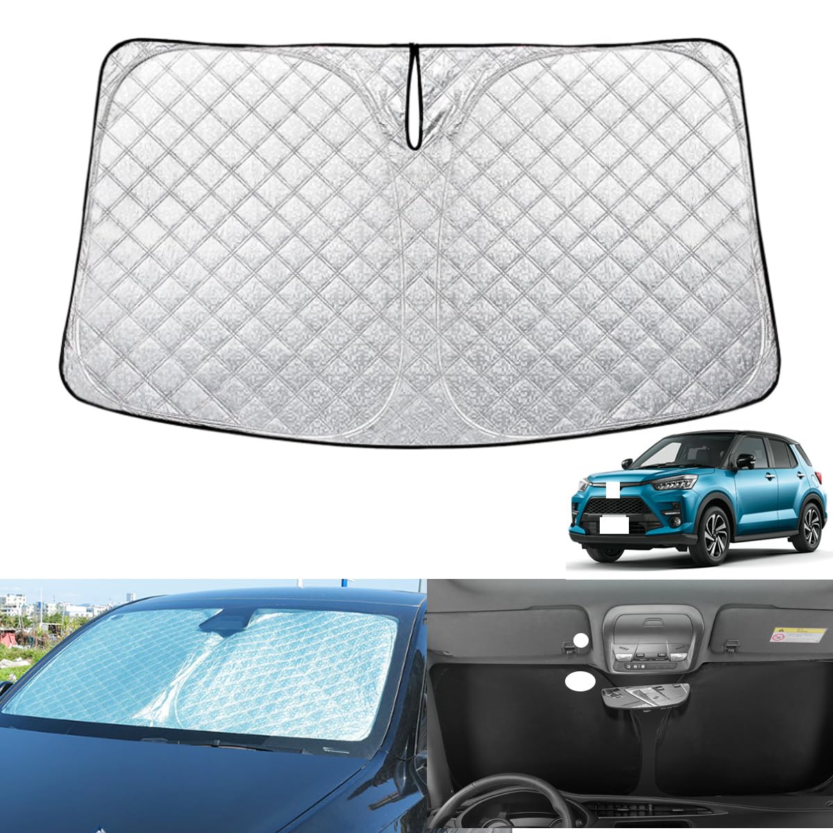 Rakuten - 【6層構造素材】新型 ライズ サンシェード 日焼け防止 車用サンシェード フロントガラス 新型 ライズ サンシェード （RAIZE A200A A210A H31.11〜現行）フロントサンシェード 日よけ 新型 ライズ用サンシェード UVカット