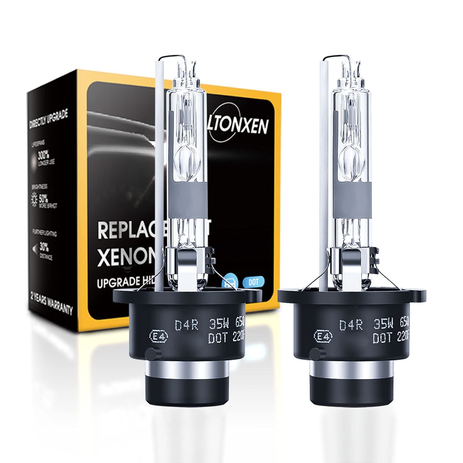 Rakuten - D4R HID バルブ 瞬間起動 HIDバルブ 車検対応 6500K ホワイト 交換 12V 35W 車用 ヘッドライト 2個入り
