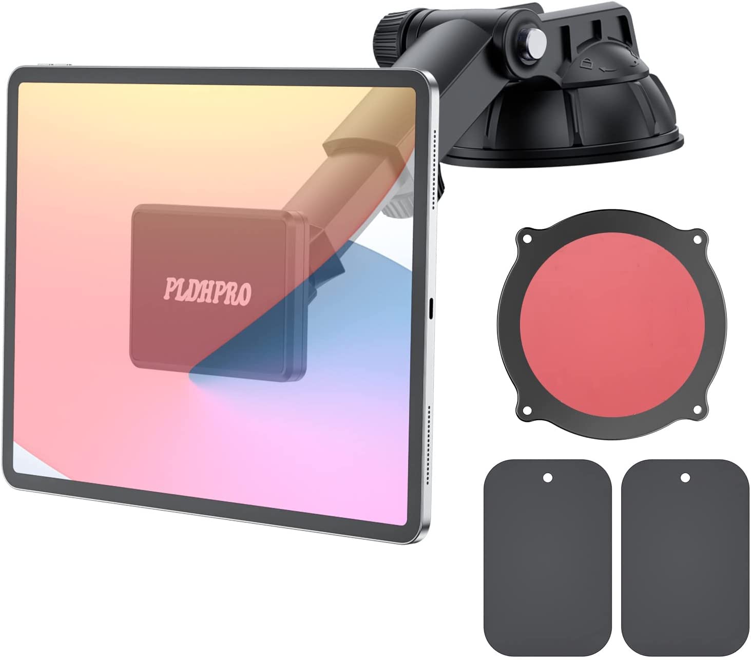 タブレット ホルダー 車載 スマホホルダー マグネット 伸縮アーム 粘着ゲル吸盤 吸盤基台ベース 安定性 ダッシュボード/フロントガラス スマホ タブレット対応 ipad 車載ホルダー