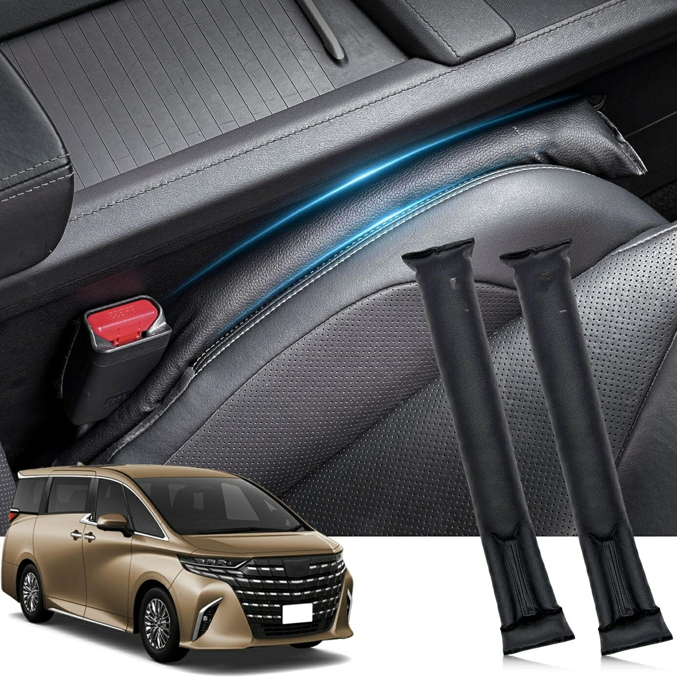 Rakuten - シートサイド隙間埋め 新型アルファード 40系 車用 シートサイド隙間埋め ALPHARD 40系 (2023年6月〜現行) PUレザー シートコンソール サイドクッション センター スボーツ式 運転席 助手席 ゴミ小物類 落下防止
