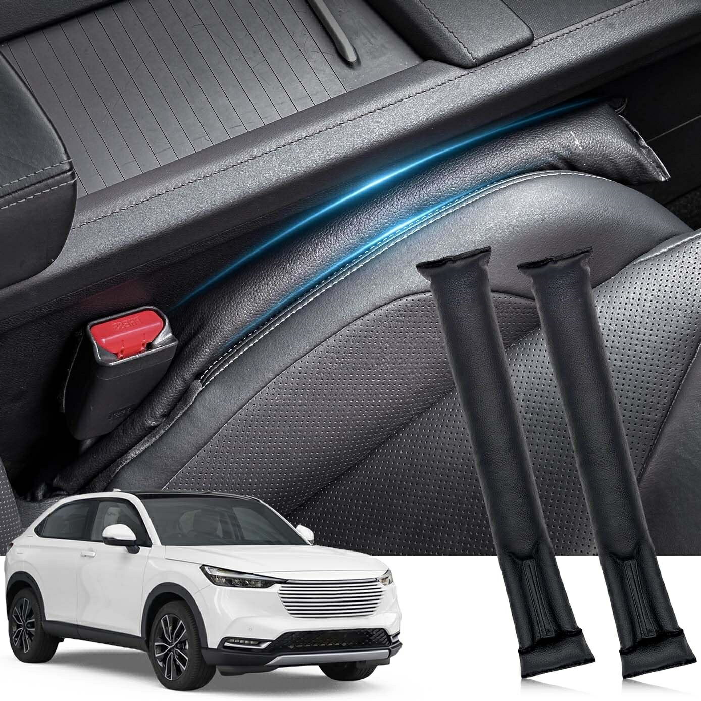 ホンダ専用 ヴェゼル 車用 シートサイド隙間埋め VEZEL RV3 RV4 RV5 RV6 RV系(2021年4月~) PUレザー シートコンソール サイドクッション センター スボーツ式 運転席 助手席 ゴミ小物類 落下防止 プリントロゴ入り小物入れ