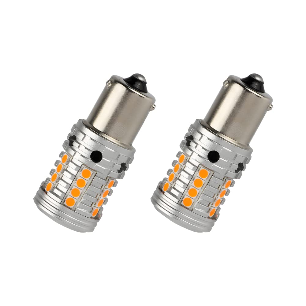 Rakuten - S25 LED ウインカー アンバー シングル ハイフラ防止 抵抗内蔵 1156 BAU15S PY21W ピン角違い 150度 オレンジ 電球 DC 12V 車用 ウインカーバルブ リア フロント ウィンカー キャンセラー内蔵 高輝度 2個入り