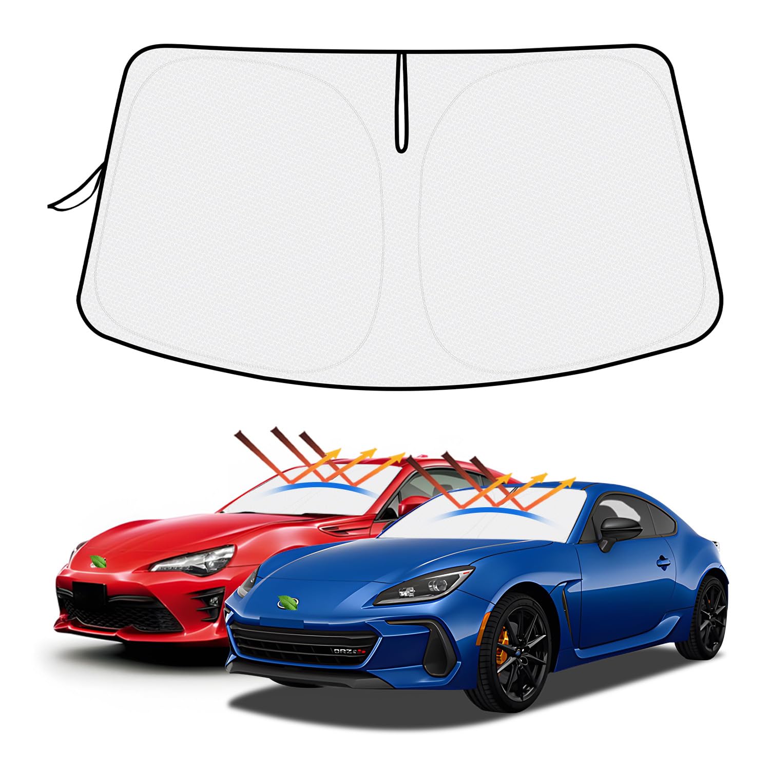 (2セット)【ハンドル日よけカバー付き】トヨタ 86 スバル BRZ サンシェード フロントガラス用 ZN6型 ZC6型 H24.03-現行 車用サンシェード UVカット 日よけ 日差しカット 遮光 断熱 折り畳み式 ハンドルサンシェー 収納袋付き