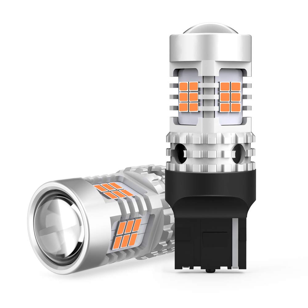 T20シングル LED ウインカー アンバー キャンセラー内臓 7440 ハイフラ防止 ウインカーバルブ 超拡散レンズ26連付き コーナリングランプ 航空用アルミヒートシンク ほぼサイズ DC12V車用 3020SMD 無極性 2個入