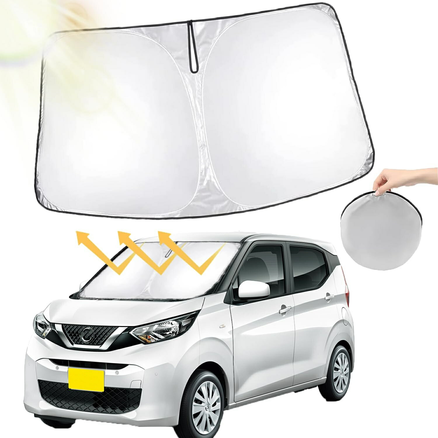 樂天商城 - 【日産デイズ サンシェード】日産 デイズ フロントガラス デイズ専用 サンシェード 遮光断熱 日よけ 車中泊 収納袋付 2019-現行 新型デイズ用サンシェード 日産デイズ アクセサリー