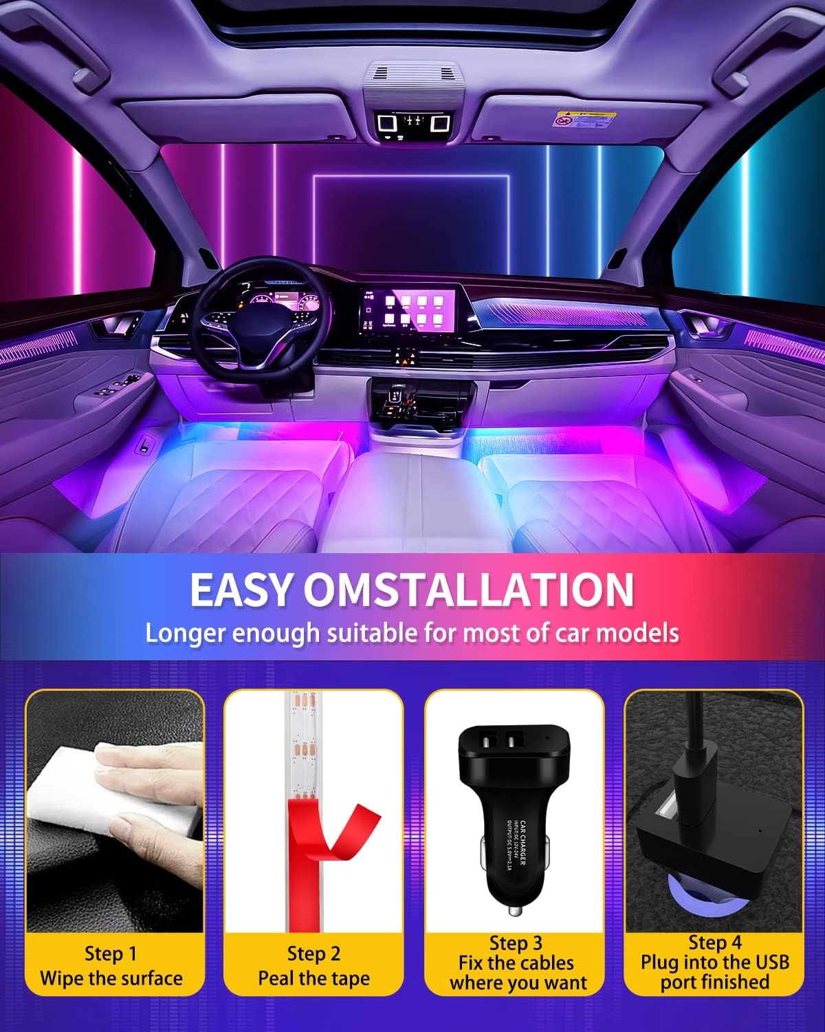 車用LEDテープライト フットライト 足元灯 ...の紹介画像3