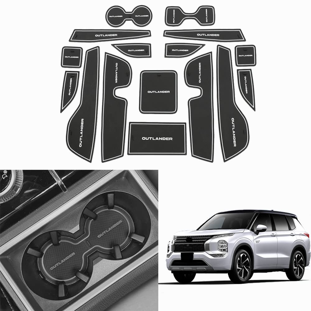 Rakuten - 三菱 アウトランダー OUTLANDER ポケットマット 3代目 (2021年12月〜現行)PHEV GN0W 車種専用設計 ドアポケットマット ゴムマット 滑り止めマット インテリアマット コンソールマット ラバーマット フロアマット ドレスアップ