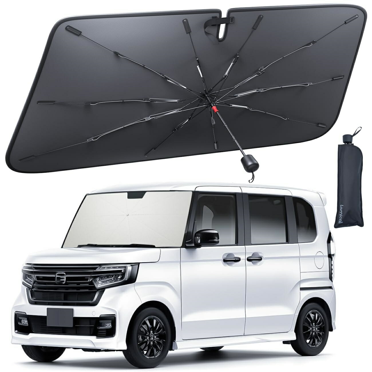 Rakuten - 【ガラス繊維製傘骨 強化十本骨】 2024 傘式 車 サンシェード フロント: フロントガラス サンシェード 車 日除け クルマ フロントサンシェード 車用傘式サンシェード 折り畳み式 車用サンシェード 断熱 カー用品 遮光 遮熱