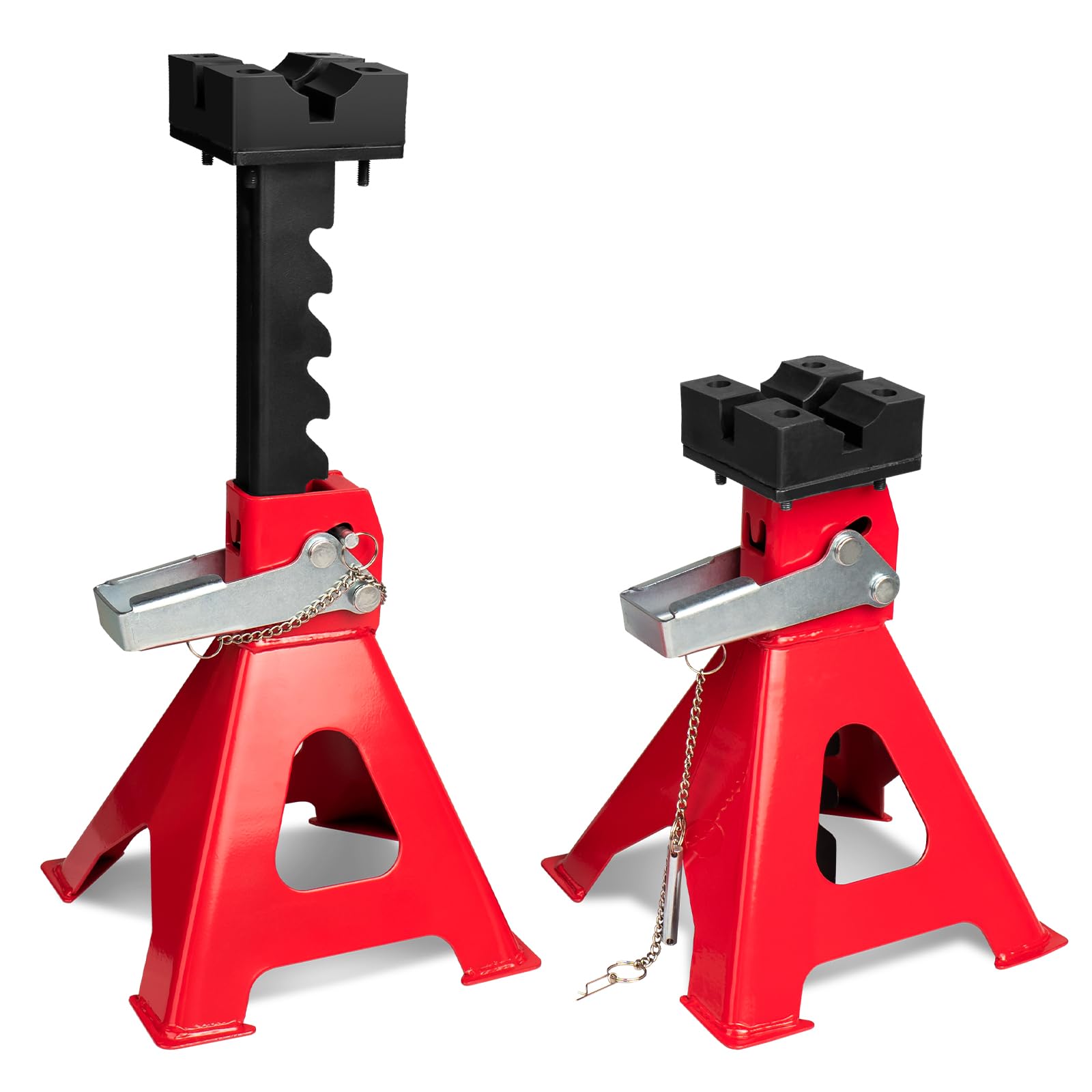 ジャッキスタンド 3t 2個セット 高さ6段調節 最低位290mm/最高位425mm ダブルロック式 ラバーパッド付 レッド