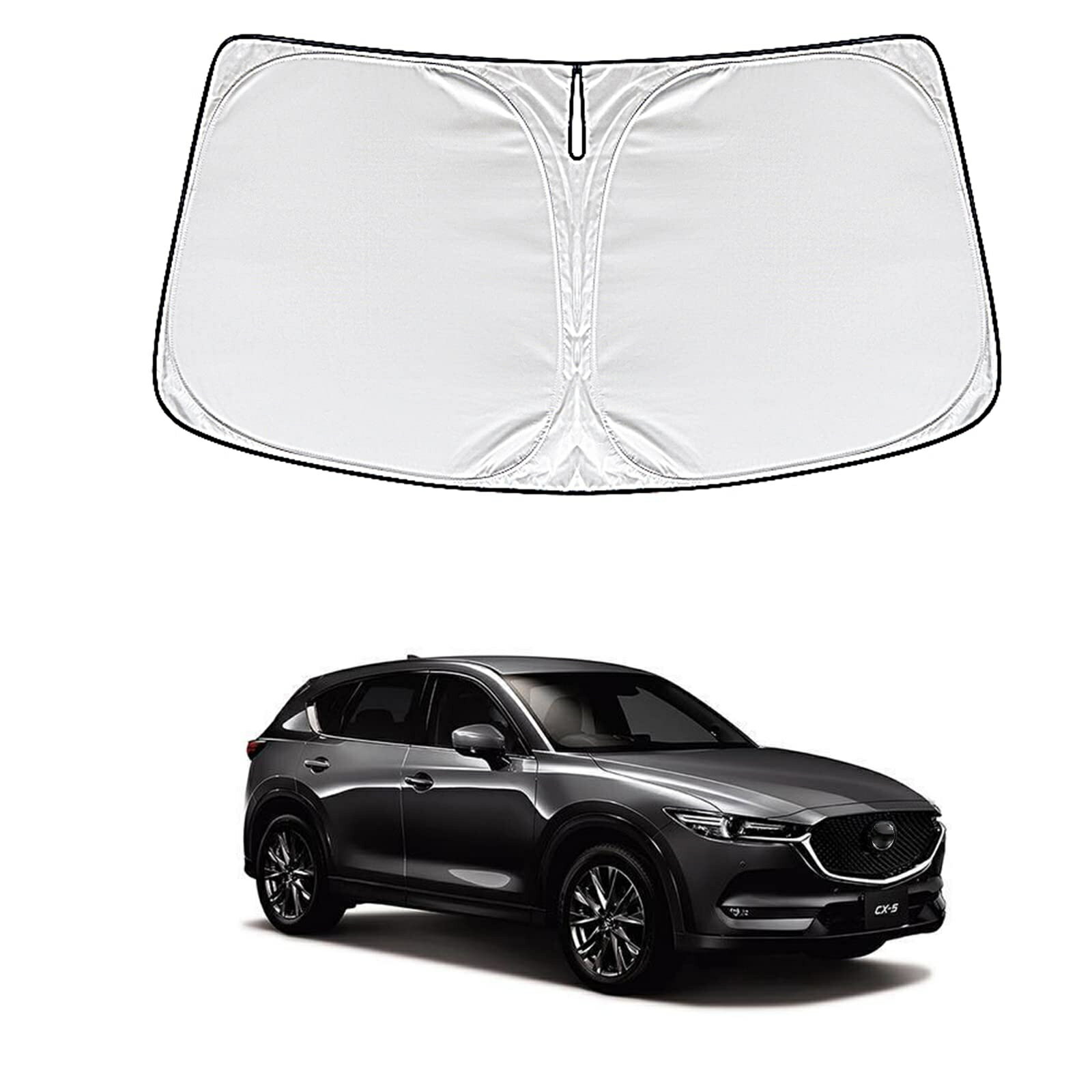 マツダ CX-5 フロントサンシェード KF系 車用サンシェード 遮光フロントシェイド フロントガラス サンシェード 五重構造 車種専用設計 KFEP KF5P KF2P 2017年2月-現行 日焼け防止 劣化防止 内装パーツ 取付簡単 収納袋付 吸盤なし