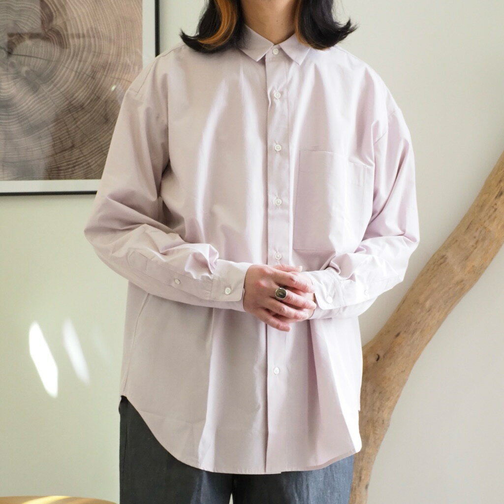 【上品な印象のクラシックシャツ】amne(アンヌ）/DOWN PROOF classic shirts/トップス/ユニセックス/【PINK/CHARCOAL】全2色/24ss