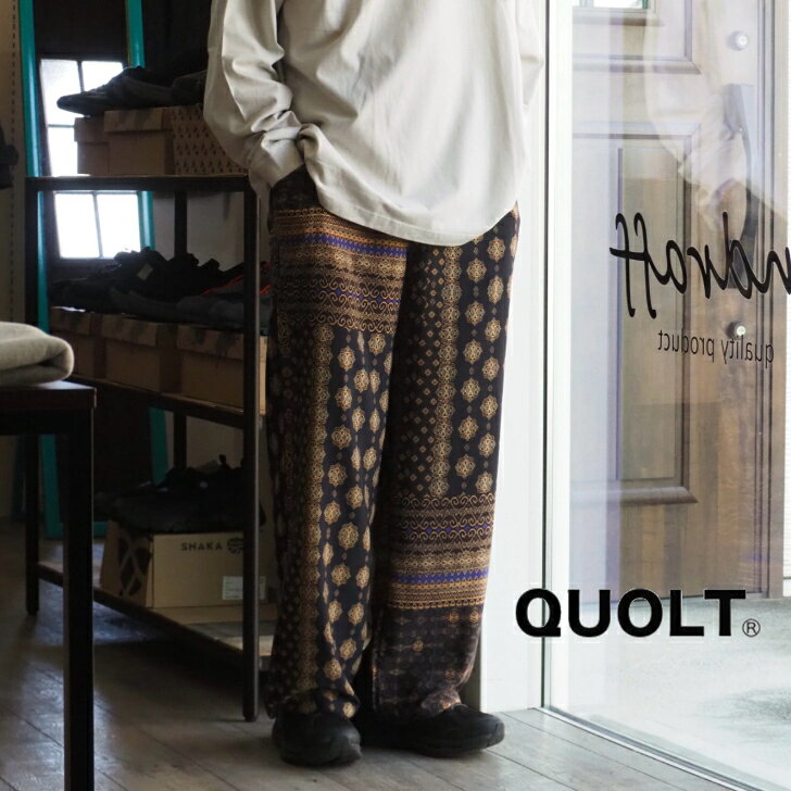 Rakuten - 【多彩な柄をランダムに配置した総柄パンツ】quolt（クオルト）/NOMAD PANTS/メンズ/ユニセックス/パンツ/26ss【BLACK】