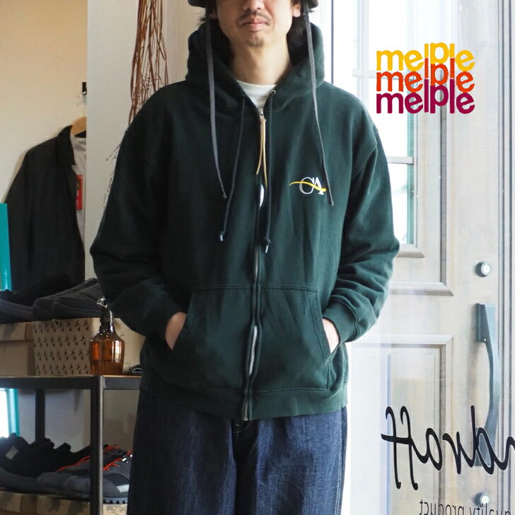 Rakuten - 【長年愛用されて経年変化した様な風合いが特徴】melple（メイプル）/Pasadena ZIP Hoodie/パーカー/26ss【FOREST/BLACK】全2色