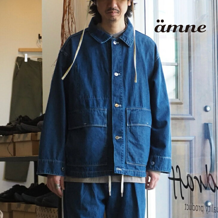 【10オンスの軽いデニムを使用したカバーオール】amne petrole/10DENIM chore jacket /デニム/26SS【BLUE】set-up