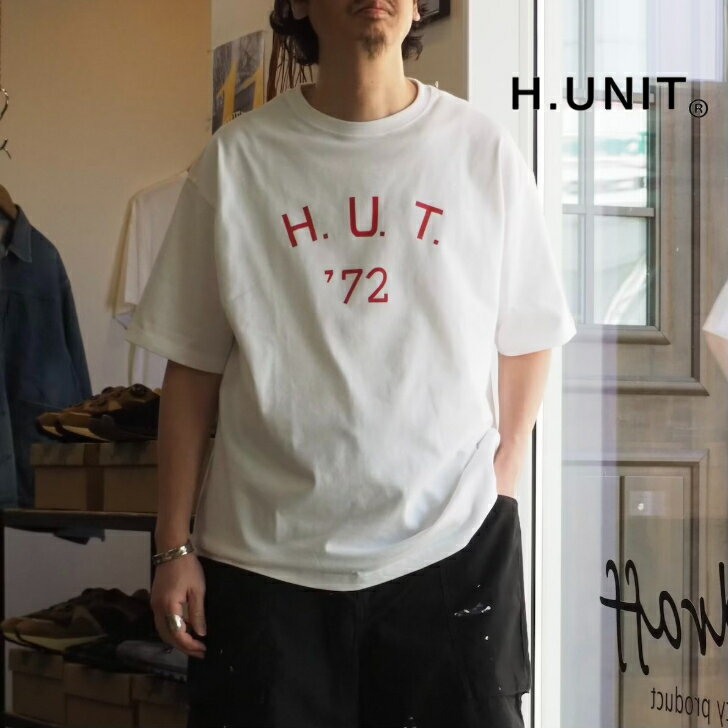 Rakuten - 【クラシカルなH.U.Tロゴをプリント】H.UNIT/H.U.T print tee/Tシャツ/26ss【WHITE/NAVY】全2色