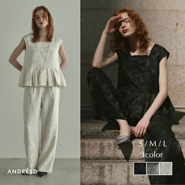 ＼全品1000円0FF_◆クーポン配布中／11/11_01:59_まで【公式】 ANDRESD アンドレスド 【 peplum setup dress 】 パーティードレス 結婚式 ドレス パンツ パンツドレス 30代 40代 50代 20代 体型カバー 着痩せ かっこいい 妊婦 即日発送 オケージョンドレス