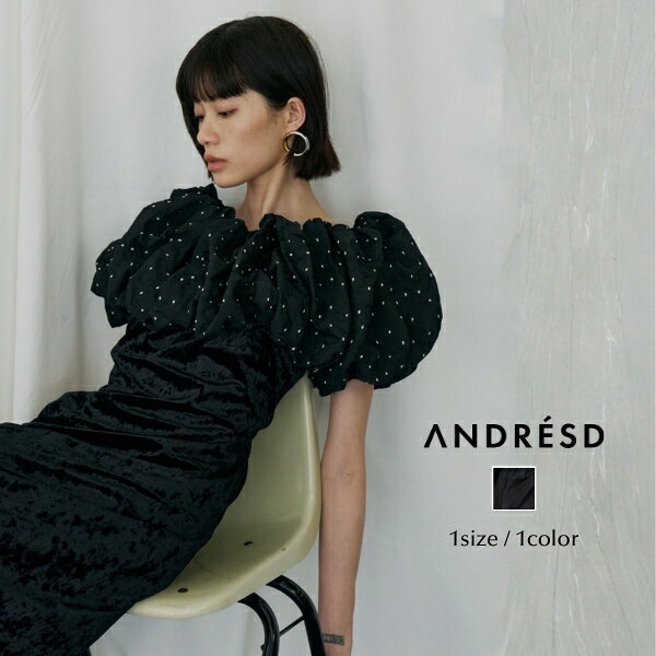 ＼全品1000円OFF_◆クーポン配布中／ ANDRESD アンドレスド ボリュームトップス ドット 結婚式 パーティードレス フォーマル お呼ばれ お呼ばれドレス 二の腕カバー きれいめ カジュアル