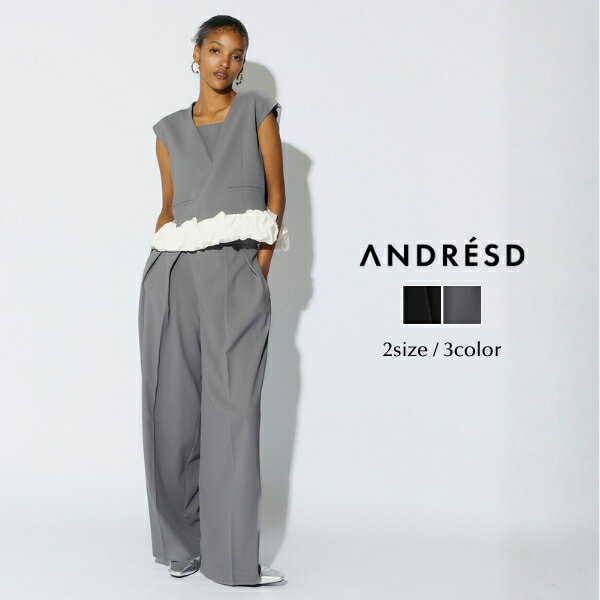 Rakuten - ＼全品1000円OFF_◆クーポン配布中／【公式】 ANDRESD アンドレスド 【 whip hem set up 】パンツドレス オールインワン 結婚式 ドレス オケージョンドレス パーティ 黒 20代 30代 40代 50代 お呼ばれ お宮参り 妊婦 結婚式
