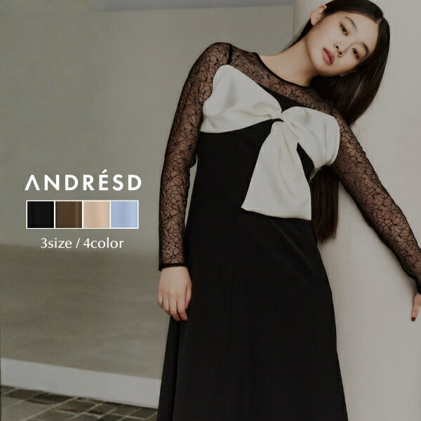 Rakuten - ＼全品1000円OFF_◆クーポン配布中／【公式】 ANDRESD アンドレスド 【 big ribbon dress 】結婚式 ドレス ワンピース 結婚式ワンピース オケージョンドレス パーティードレス フォーマル フォーマルドレス リボンドレス リボン 二次会 二次会ドレス 20代 30代 40代 50代
