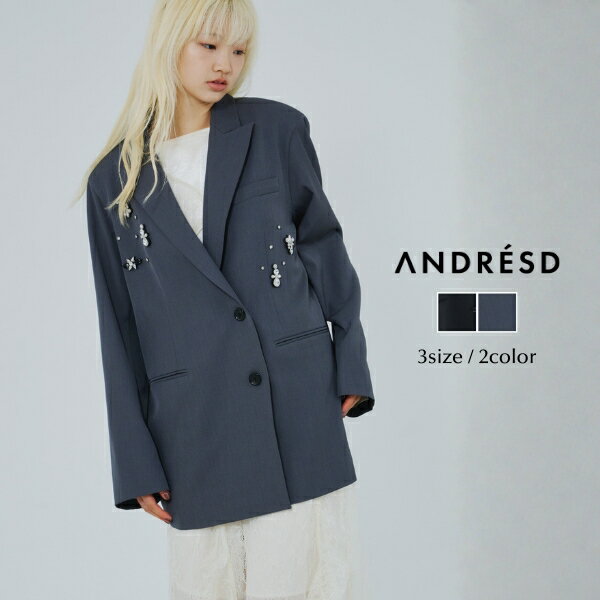 Rakuten - ＼全品1000円OFF_◆クーポン配布中／【公式】 ANDRESD アンドレスド 【 jewels shine boxy jacket 】ジャケット ビジュージャケット 結婚式 オケージョン オケージョンドレス パーティー パーティードレス 二次会 二次会ドレス 体型カバー 着痩せ きれいめ カジュアル