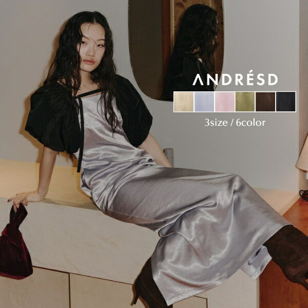 Rakuten - ＼全品1000円OFF_◆クーポン配布中／【公式】 ANDRESD アンドレスド 【 glossy satin back ribbon dress 】結婚式 ドレス ワンピース 結婚式ワンピース オケージョンドレス パーティードレス フォーマルドレス サテンドレス バックリボン 二次会 二次会ドレス