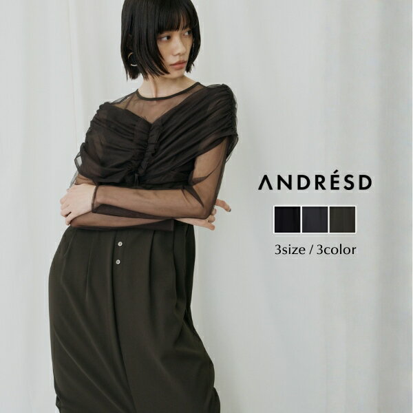 Rakuten - ＼全品1000円OFF_◆クーポン配布中／【公式】 ANDRESD アンドレスド 【 sheer gathered column dress 】 結婚式 ドレス ワンピース 結婚式ワンピース オケージョンドレス パーティードレス フォーマルドレス 二次会 二次会ドレス 披露宴 シアードレス