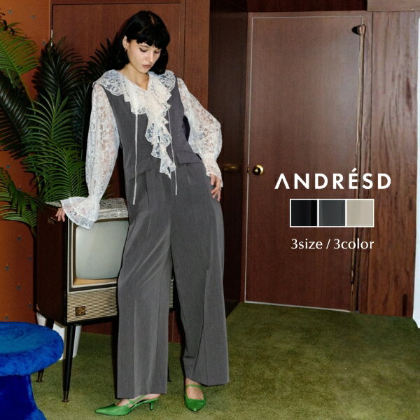 Rakuten - 【公式】 ANDRESD アンドレスド 【 lace ruffle all-in-one dress 】 結婚式 ドレス ワンピース 結婚式ワンピース オケージョンドレス パーティードレス フォーマルドレス 二次会 二次会ドレス 披露宴 オールインワン オールインワンドレス レース