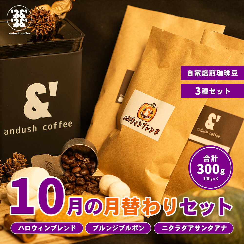 コーヒー豆 福袋 送料無料 珈琲豆 10月 月替わりセット 300g 約30杯分 焙煎後すぐ発送 コーヒー 豆