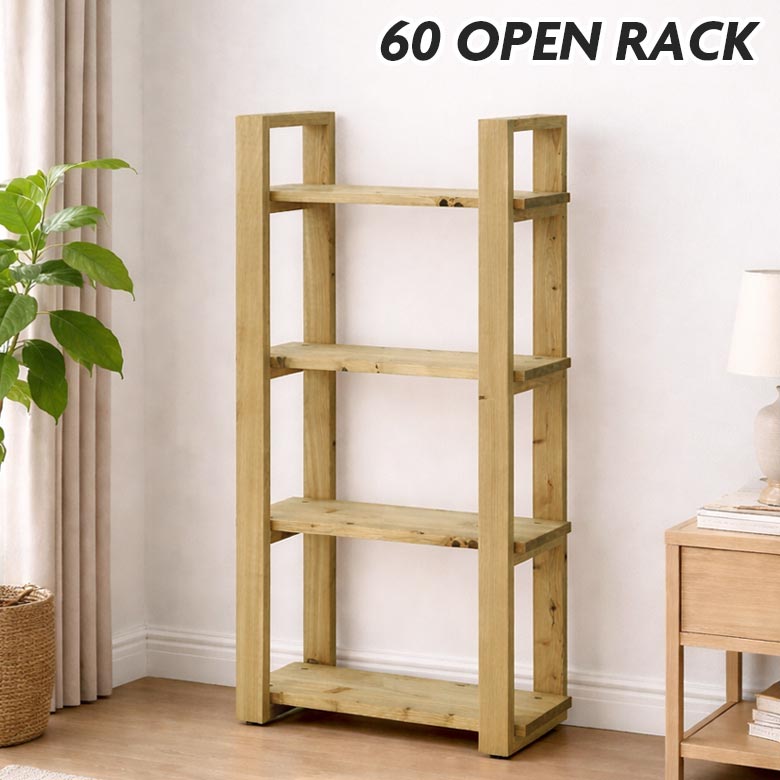 Free Racks - 【全商品に使える11%offクーポンあり!!】 オープンシェルフ オープンラック 幅60cm 高さ120cm 北欧 おしゃれ シンプル 木製 天然木 ナチュラル 収納棚 リビング収納 ウッドラック ディスプレイラック 4段 コンパクト ヒノキ ひのき オイル塗装