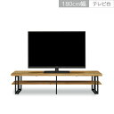【クーポンで10%off★11日23:59まで】 テレビボード ローボード アジャスター付き おしゃれ テレビ台 リビング収納 幅180 収納 モダン オーク材 無垢材 木目 木製 アイアン脚 シンプル ナチュラル ブラックアイアン リビングボード 180cm幅(3)