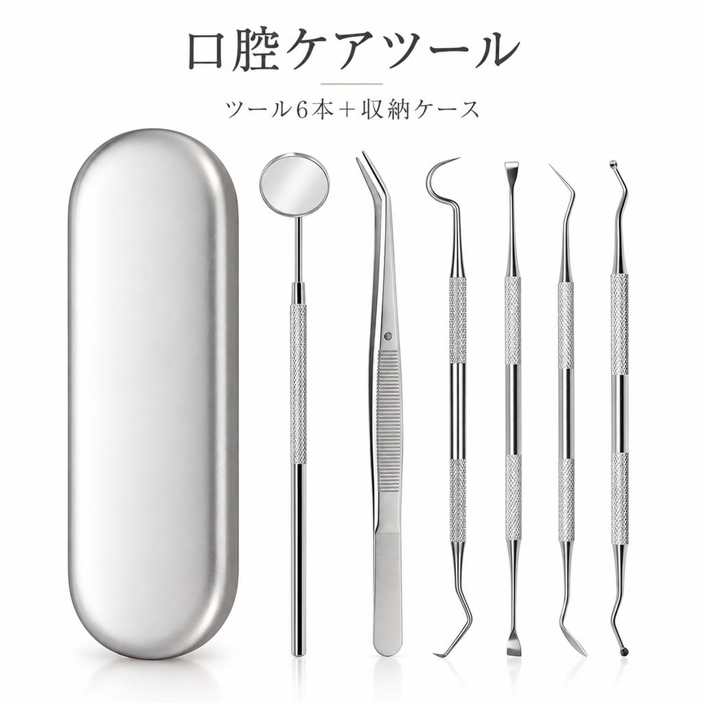 【期間限定★最大300円OFFクーポン】 自分で取る 歯石取り 歯石除去 自宅用 スケーラー ヤニとり ステンレス製 先極細 歯石とり デンタルツール 歯垢 歯科ツールセット 虫歯 プロ仕様 6点セット 口腔清潔