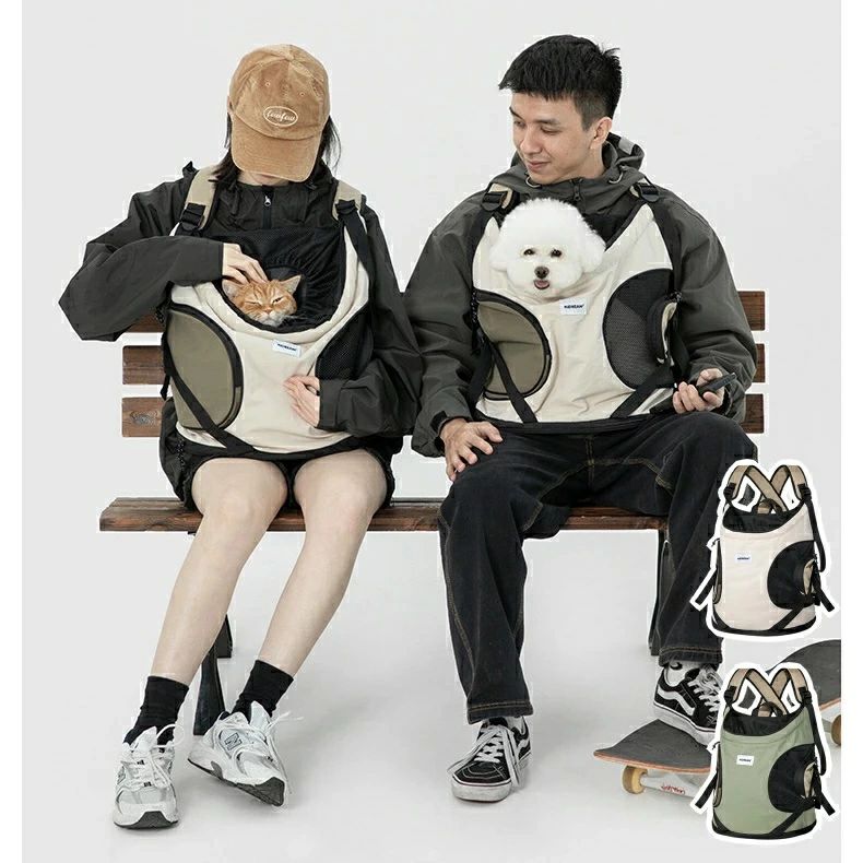 猫 キャリーバッグ 前抱き 犬 リュック 小型犬 軽量 通気 サポートマット付き 飛び出し防止 ポケット付..