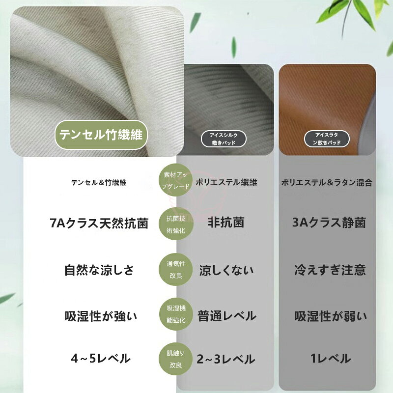 新作 接触冷感 敷きパッド 竹繊維涼感マット ベッドカバーベッドパッド 天然竹で作...