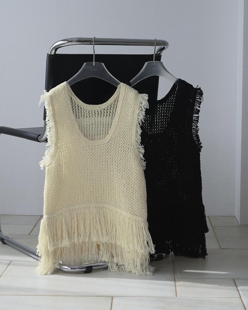 ＊先行予約商品 anukeアンヌーク 2026 Spring/Summer Fringe Knit Tanktop 62610510 トップス 2026年春夏 3月入荷予定