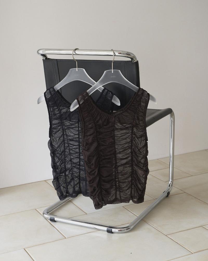 Rakuten - ＊先行予約商品 anukeアンヌーク 2026 Spring/Summer Tulle Gather Tanktop 62610626 トップス 2026年春夏 4月入荷予定