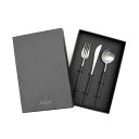 クチポール Cutipol GOA ブラック×シルバー デザートセット3pcs ギフトボックス入り カトラリー ポルトガル ディナー用 食事用 セット